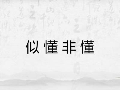 似懂非懂 似懂非懂